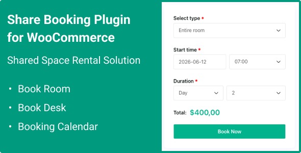 Share Booking Plugin for WooCommerce 1.0.1