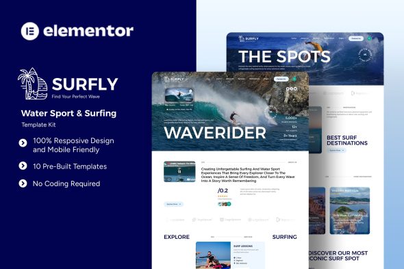 Surfly  – Water Sport & Surfing Elementor Template Kit
