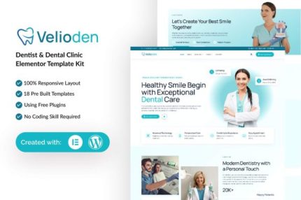 Velioden - Dentist & Dental Clinic Elementor Template Kit