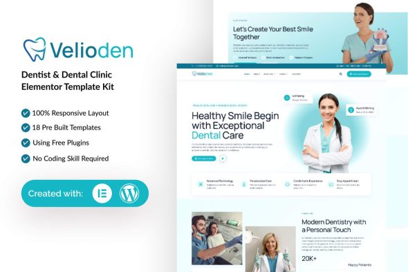 Velioden  – Dentist & Dental Clinic Elementor Template Kit