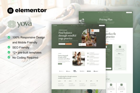Yova  – Yoga Studio Elementor Pro Template Kit