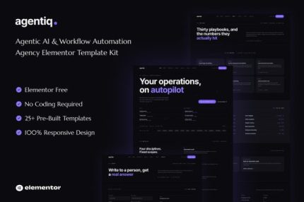 Agentiq - Agentic AI & Workflow Automation Agency Elementor Template Kit