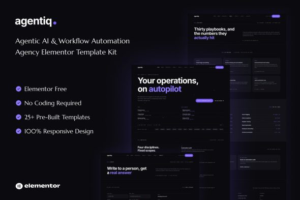 Agentiq  – Agentic AI & Workflow Automation Agency Elementor Template Kit