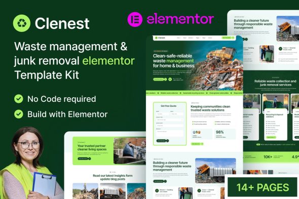 Clenest  – Waste Management and Junk Removal Elementor Template Kit
