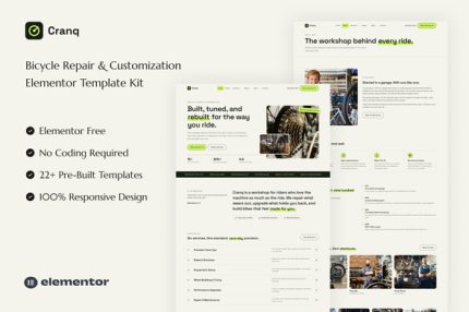 Cranq - Bicycle Repair & Customization Elementor Template Kit