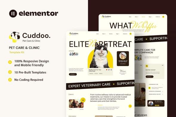 Cuddoo  – Pet Care & Clinic Elementor Template Kit