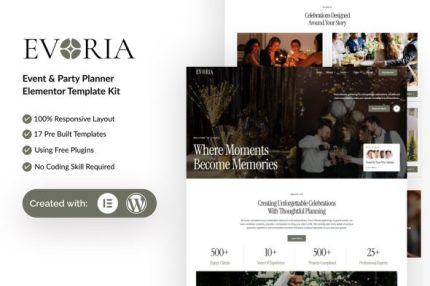 Evoria - Event & Party Planner Elementor Template Kit