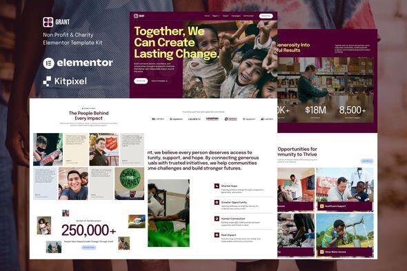 Grant  – Non-Profit & Charity Elementor Template Kit