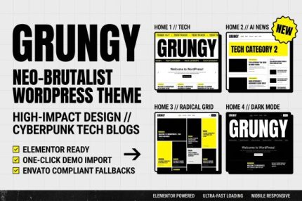Grungy - Neo-Brutalist Blog WordPress Theme