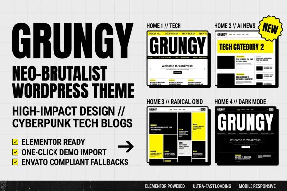 Grungy 1.0.0 – Neo-Brutalist Blog WordPress Theme