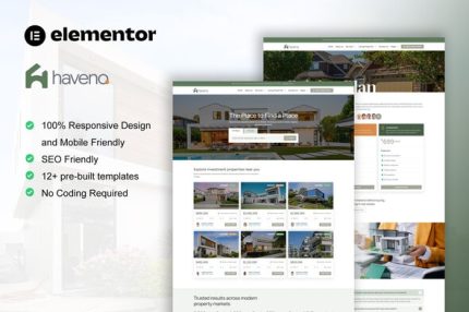 Haveno - Real Estate & Property Elementor Template Kit
