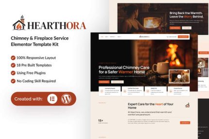 Hearthora - Chimney & Fireplace Services Elementor Template Kit