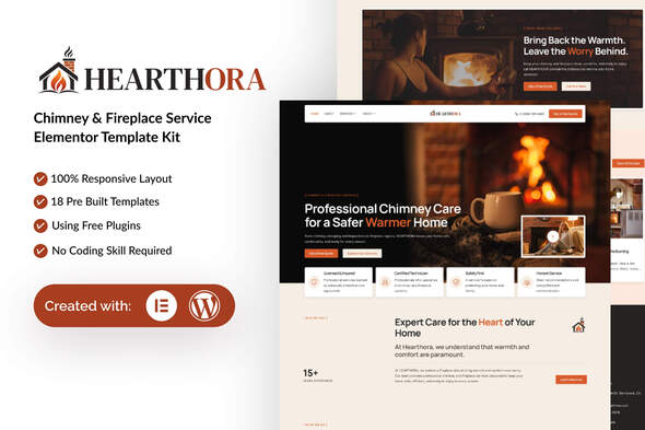 Hearthora  – Chimney & Fireplace Services Elementor Template Kit