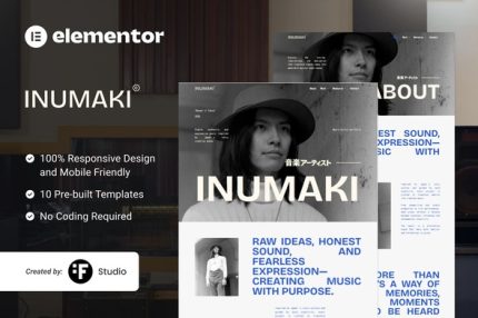 Inumaki - Music Artist Portfolio Elementor Template Kit