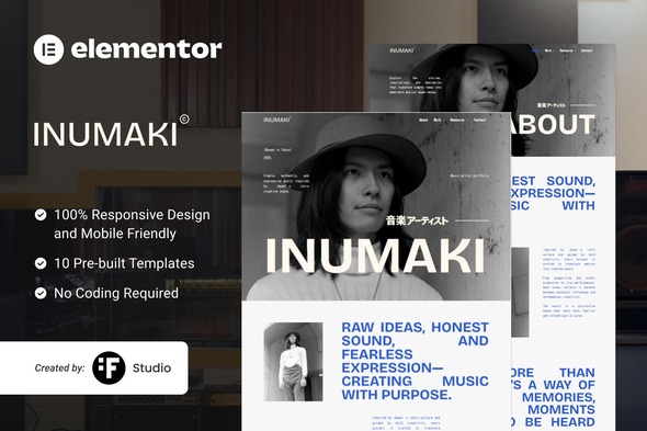 Inumaki  – Music Artist Portfolio Elementor Template Kit