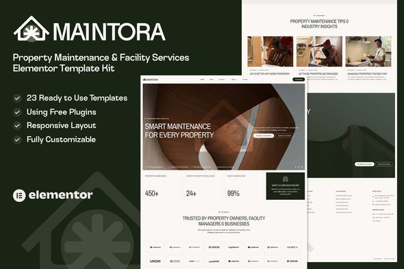 Maintora  – Property Maintenance & Facility Services Elementor Template Kit