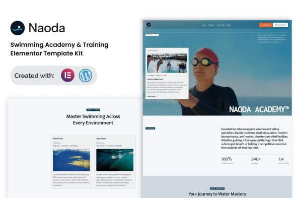 Naoda  – Swimming Academy & Training Elementor Template Kit