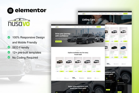 Nusavo  – Car Rental Elementor Pro Template Kit