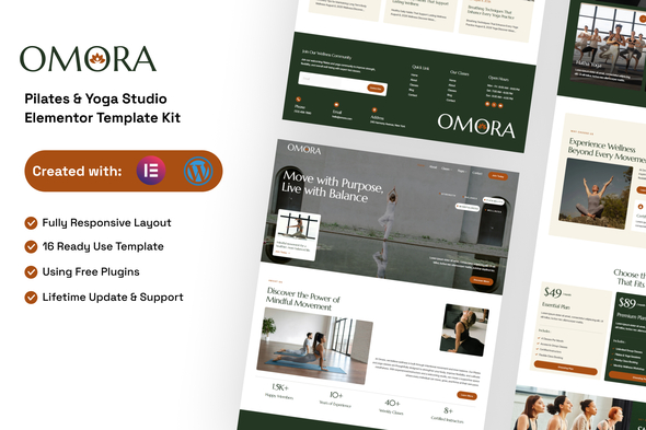 Omora  – Pilates & Yoga Studio Elementor Template Kit