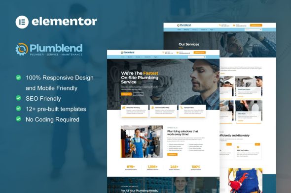 Plumbend  – Plumbing Service Elementor Template Kit