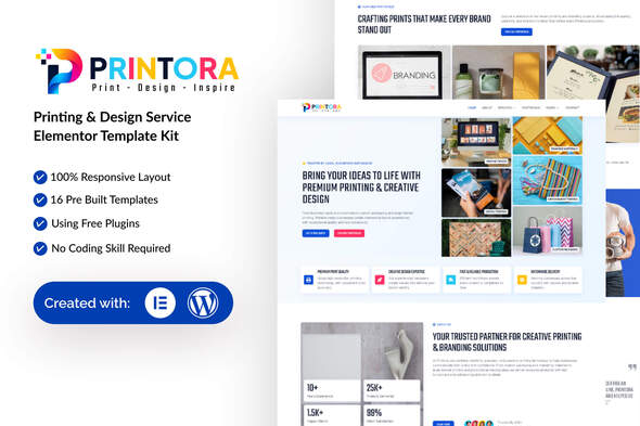 Printora  – Printing and Design Service Elementor Template Kit