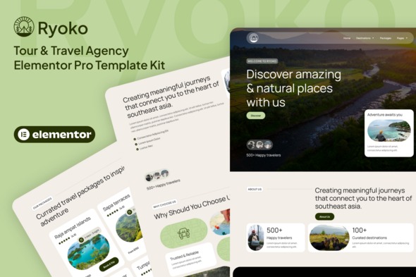 Ryoko  – Tour & Travel Agency Elementor Pro Template Kit