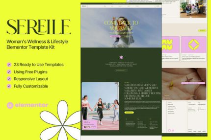 Serelle - Womens Wellness & Lifestyle Elementor Template Kit