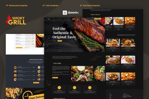 Smoky Grill  – Restaurant & Cafe Elementor Pro Template Kit