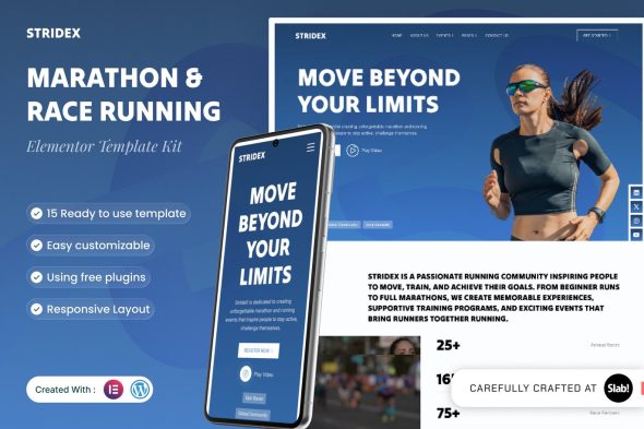 Stridex  – Marathon Race & Running Elementor Template Kit
