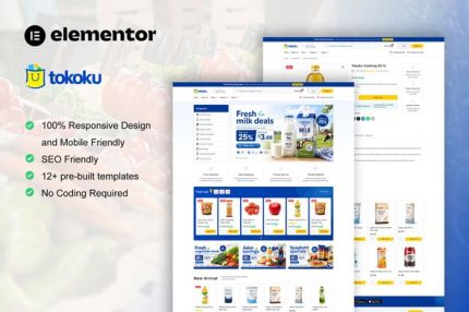 Tokoku - Grocery Store Food Elementor Pro Template Kit