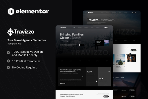 Travizzo  – Tour Travel Agency Elementor Template Kit