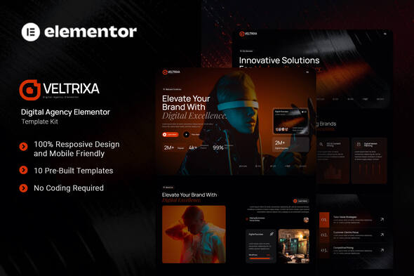 Veltrixa  – Digital Agency Elementor Template Kit