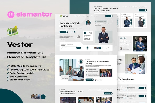 Vestor  – Finance & Investment Manager Elementor Template Kit