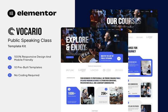 Vocario  – Public Speaking Class Elementor Template Kit
