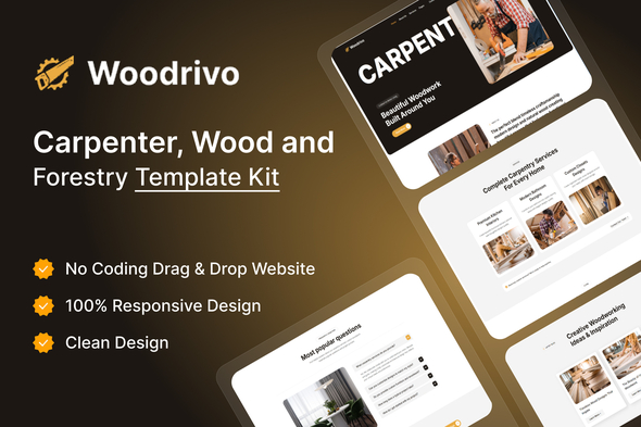 Woodrivo  – Carpenter & Forestry Elementor Template Kit
