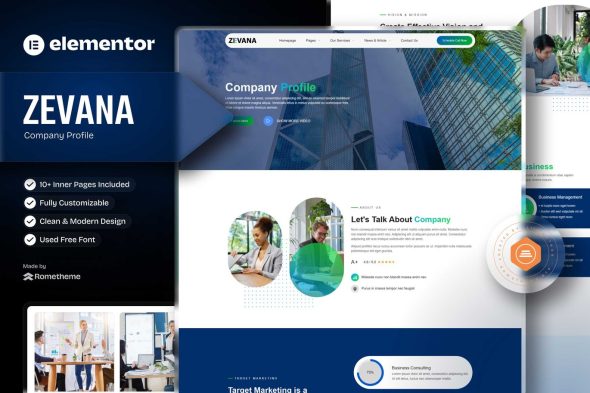 Zevana  – Company Profile & Business Elementor Template Kit