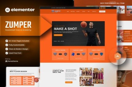 Zumper - Basketball Club & Academy Elementor Template Kit