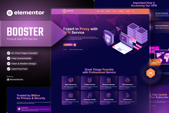 Booster  – Proxy & App VPN Service Elementor Template Kit