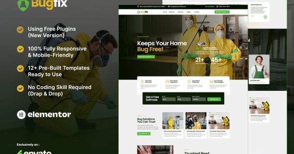 BugFix  – Pest Control & Disinsection Services Elementor Template Kit