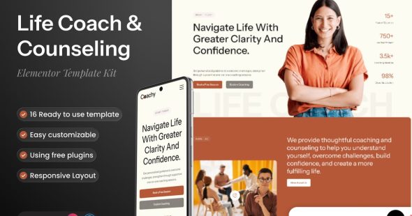 Coachy  – Life Coach & Counseling Elementor Template Kit