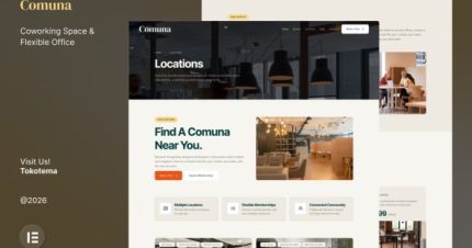 Comuna - Coworking Space & Flexible Office Website Elementor Template Kits