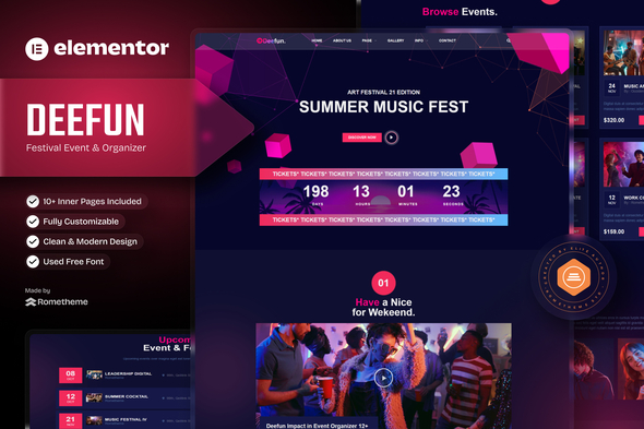 DeeFun  – Festival & Event Organizer Elementor Template Kit