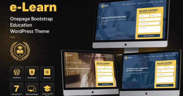 e-Learn 1.0 – Onepage Bootstrap Education WordPress Theme