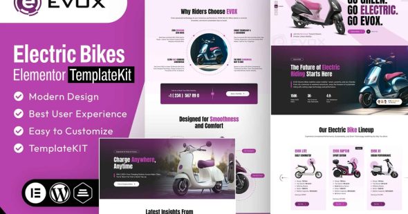 Evox  – Electric Bikes Elementor Template Kit
