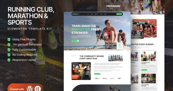 Hardrunz  – Running Club, Marathon & Sports Elementor Template Kit