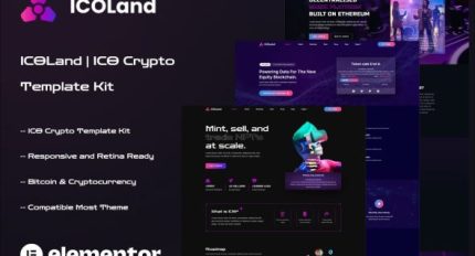 ICOLand - NFT Cryptocurrency Elementor Template Kit