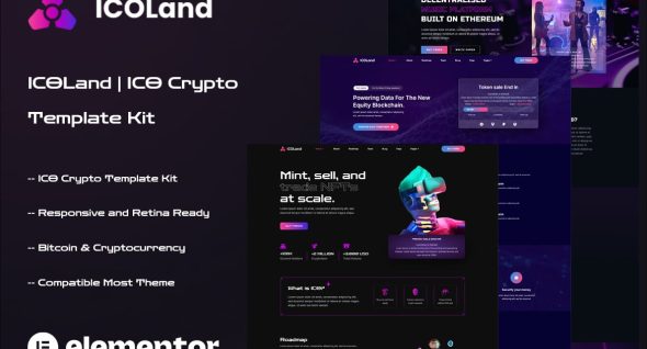 ICOLand  – NFT Cryptocurrency Elementor Template Kit