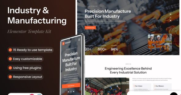 Induvex  – Industry & Manufacturing Elementor Template Kit