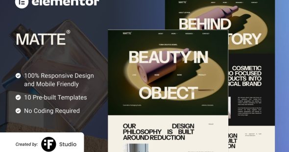 Matte - Beauty Packaging Studio & Branding Elementor Template Kit