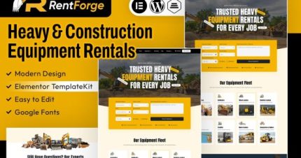 RentForge - Heavy & Construction Equipment Rental Elementor Template Kit